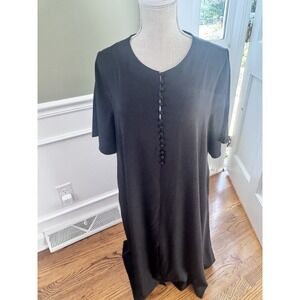 AYR Dress Womens Medium  Maxi Button Front Black Color Silk